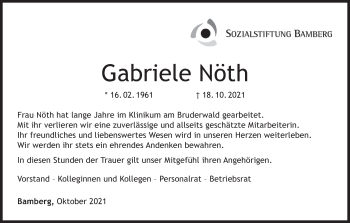 Anzeige von Gabriele Nöth von MGO