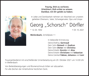 Anzeige von Georg Dörfler von MGO