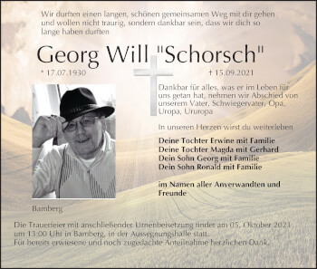 Anzeige von Georg Will von MGO