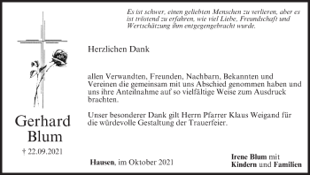 Anzeige von Gerhard Blum von MGO