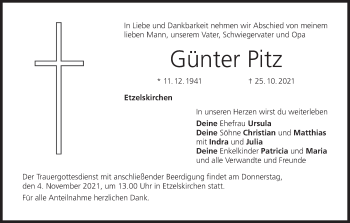 Anzeige von Günter Pitz von MGO