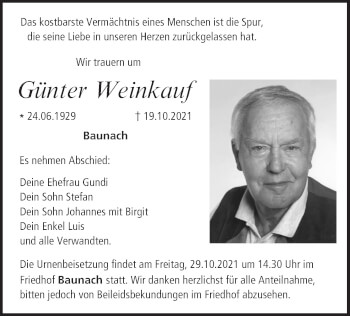 Anzeige von Günter Weinkauf von MGO