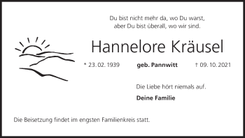 Anzeige von Hannelore Kräusel von MGO