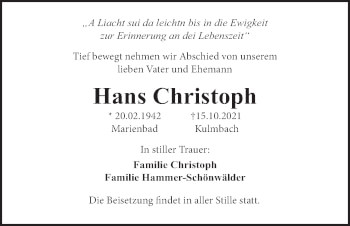 Anzeige von Hans Christoph von MGO