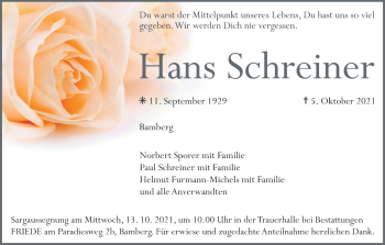 Anzeige von Hans Schreiner von MGO