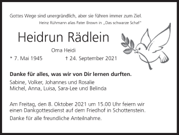 Anzeige von Heidrun Rädlein von MGO