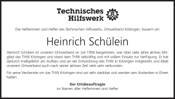 Anzeige von Heinrich Schülein von MGO