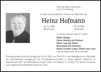 Anzeige von Heinz Hofmann von MGO