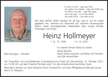 Anzeige von Heinz Hollmeyer von MGO