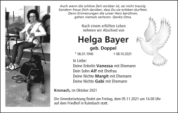 Anzeige von Helga Bayer von MGO