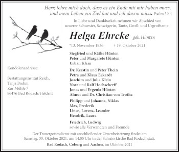 Anzeige von Helga Ehrcke von MGO