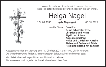 Anzeige von Helga Nagel von MGO