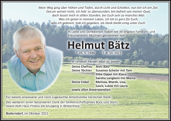 Anzeige von Helmut Bätz von MGO