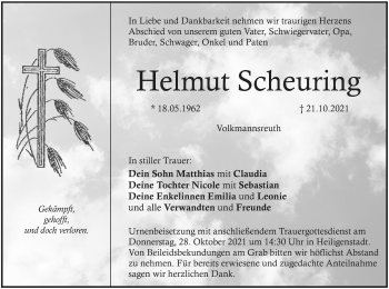 Anzeige von Helmut Scheuring von MGO