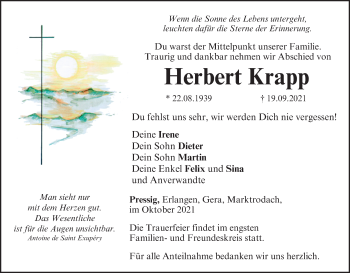 Anzeige von Herbert Krapp von MGO