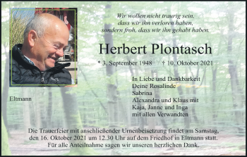 Anzeige von Herbert Plontasch von MGO