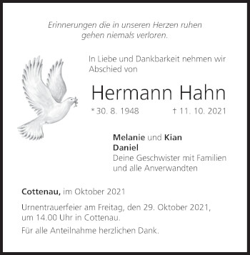 Anzeige von Hermann Hahn von MGO