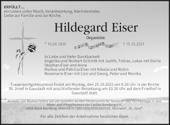 Anzeige von Hildegard Eiser von MGO