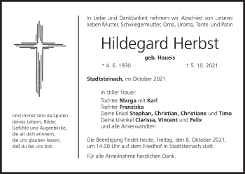 Anzeige von Hildegard Herbst von MGO