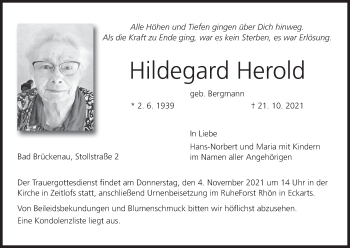 Anzeige von Hildegard Herold von MGO