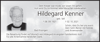 Anzeige von Hildegard Kenner von MGO