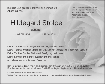 Anzeige von Hildegard Stolpe von MGO