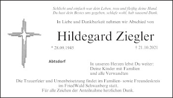 Anzeige von Hildegard Ziegler von MGO