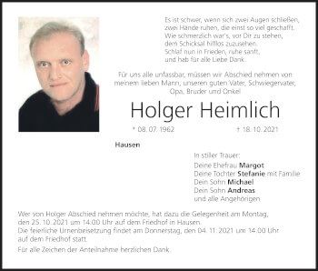 Anzeige von Holger Heimlich von MGO