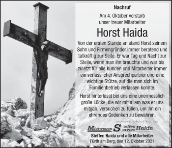 Anzeige von Horst Haida von MGO