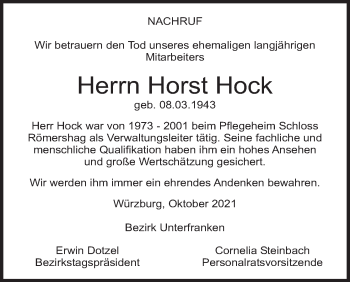 Anzeige von Horst Hock von MGO