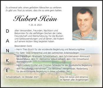 Anzeige von Hubert Heim von MGO