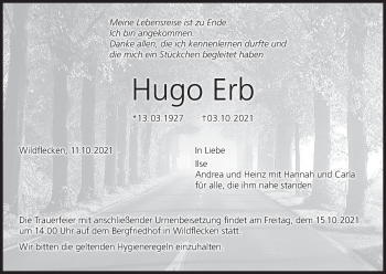 Anzeige von Hugo Erb von MGO