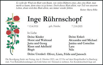 Anzeige von Inge Rührnschopf von MGO