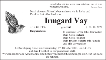 Anzeige von Irmgard Vay von MGO