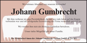 Anzeige von Johann Gumbrecht von MGO