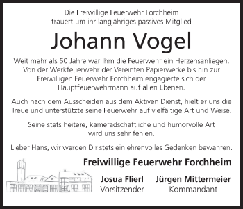 Anzeige von Johann Vogel von MGO