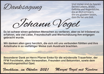 Anzeige von Johann Vogel von MGO