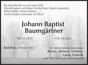 Anzeige von Johann Baptist Baumgärtner von MGO