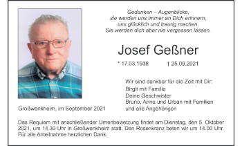 Anzeige von Josef Geßner von MGO