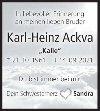 Anzeige von Karl-Heinz Ackva von MGO