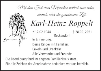 Anzeige von Karl-Heinz Roppelt von MGO