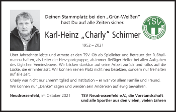 Anzeige von Karl-Heinz Schirmer von MGO