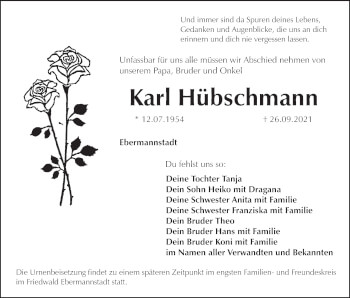 Anzeige von Karl Hübschmann von MGO