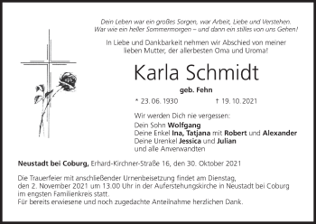 Anzeige von Karla Schmidt von MGO