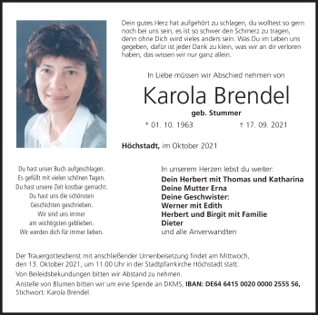 Anzeige von Karola Brendel von MGO