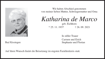 Anzeige von Katharina de Marco von MGO