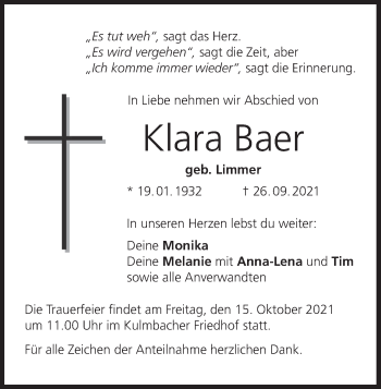 Anzeige von Klara Baer von MGO