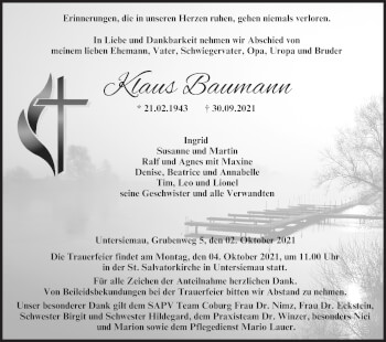 Anzeige von Klaus Baumann von MGO