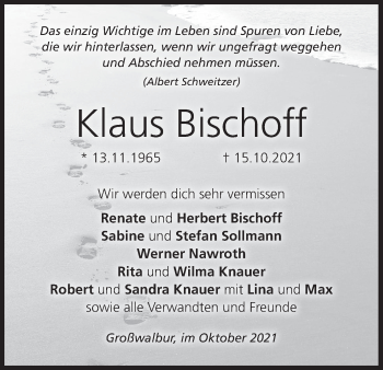 Anzeige von Klaus Bischoff von MGO
