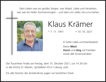Anzeige von Klaus Krämer von MGO